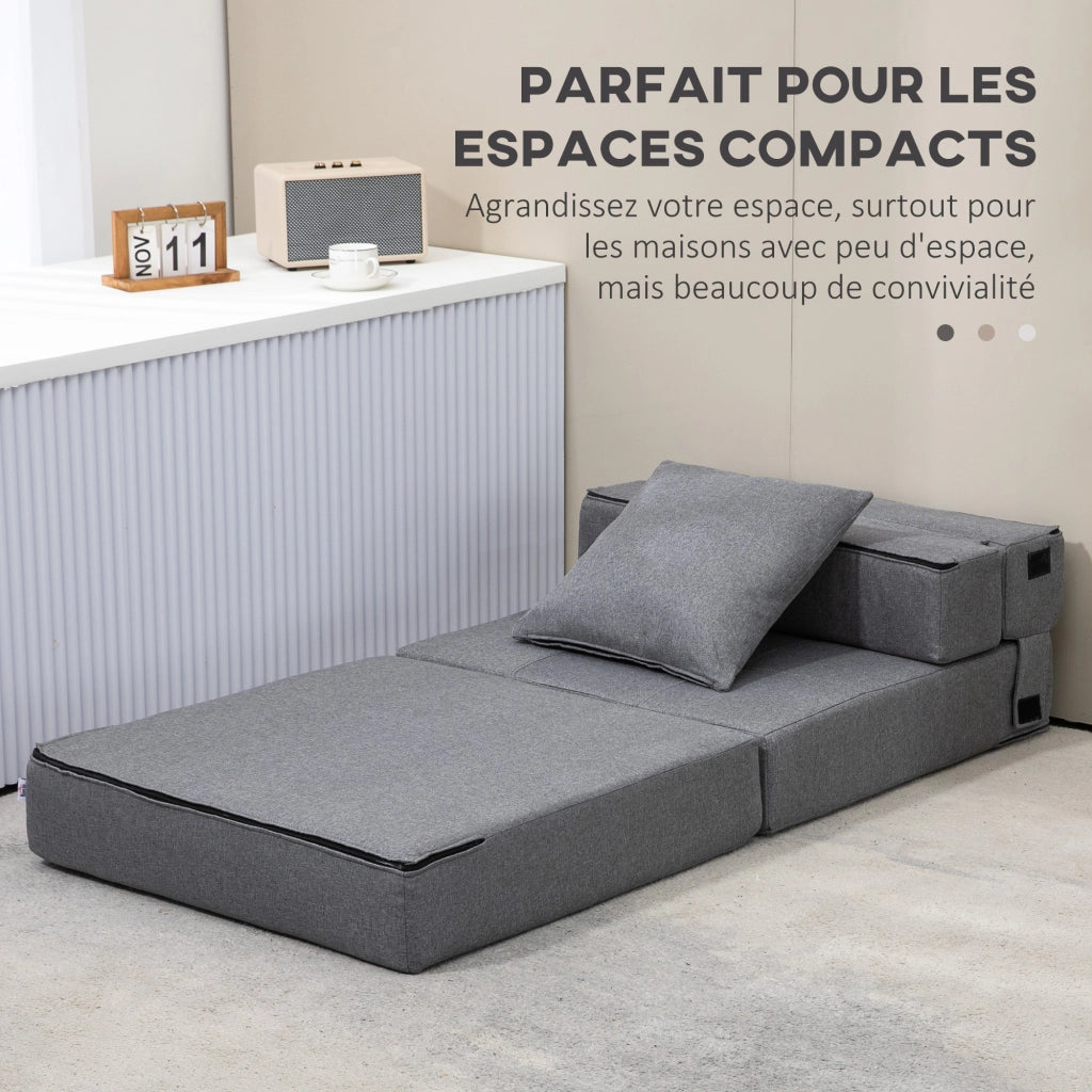 Poltrona letto convertibile 1 posto ¨C Xylo ¨C Tessuto grigio con cuscino sfoderabile