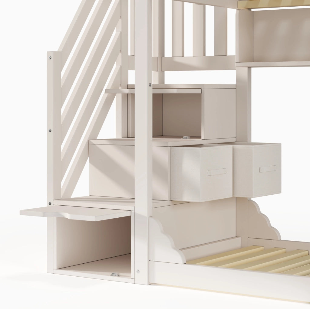 Letto a castello per bambini con scala contenitore e spazio salvaspazio