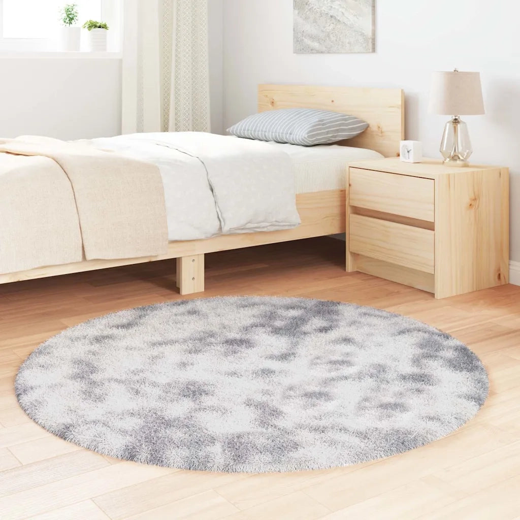 Tappeto Shaggy a Pelo Lungo NAVARRA Grigio Argento 120x120cm 4102908