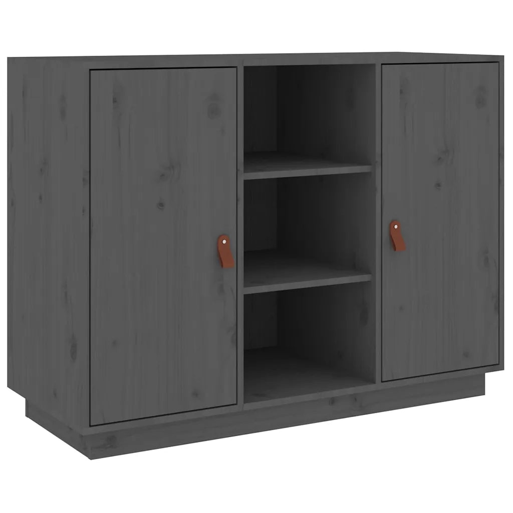 Credenza Grigia 100x40x75 cm in Legno Massello di Pino 820134