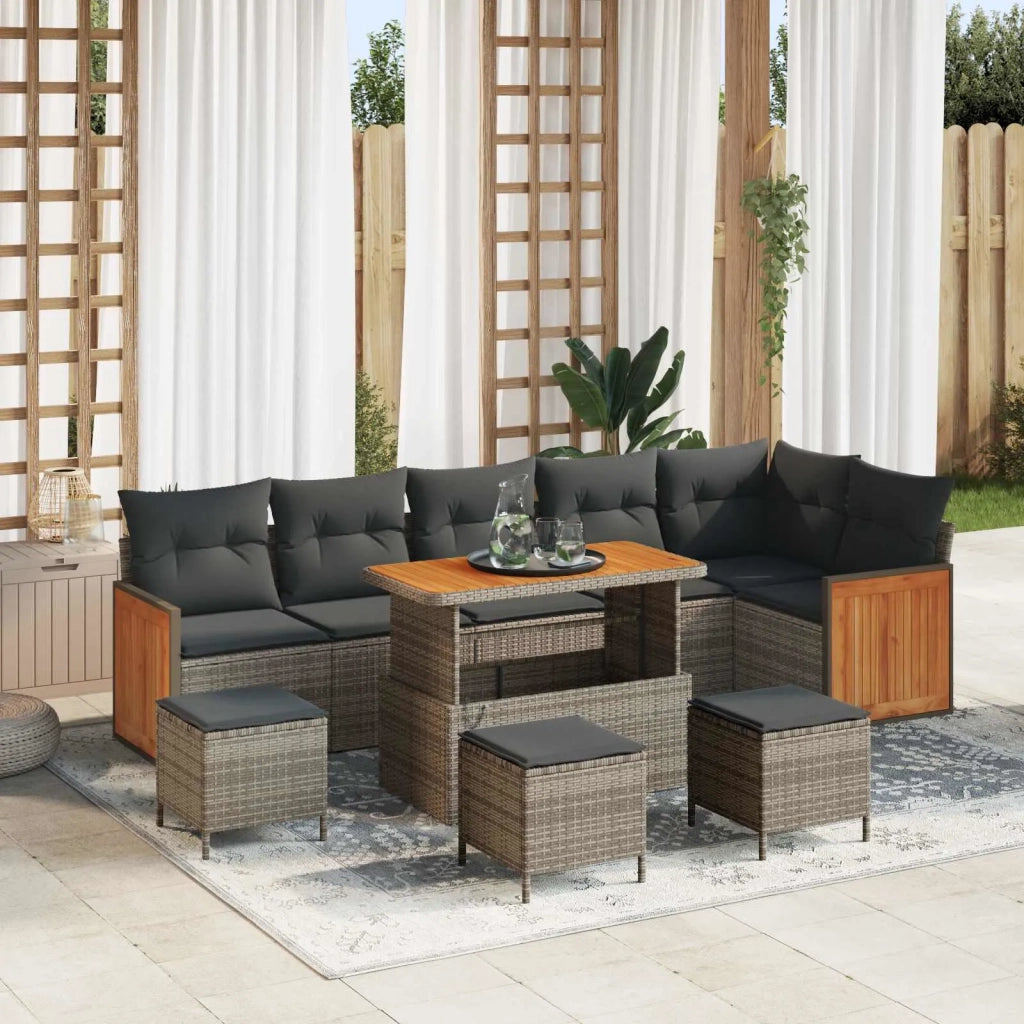 Set Divano da Giardino con cuscino 10 pcs Grigio 3363203