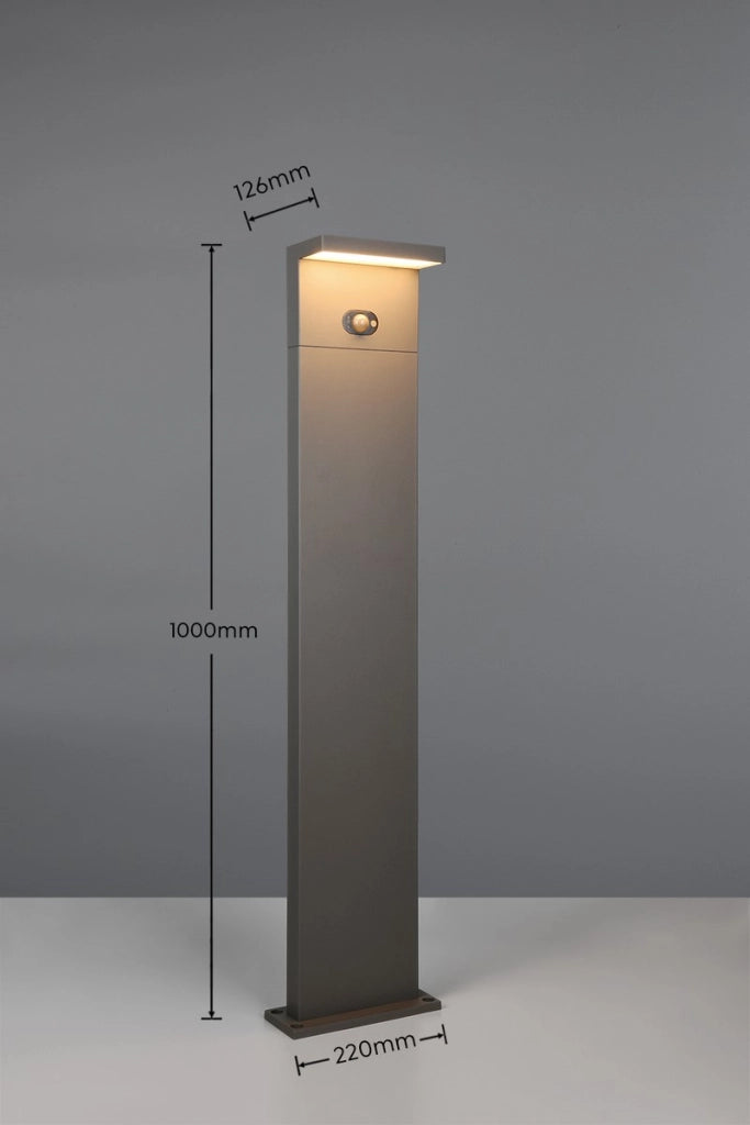Lampione giardino LED solare antracite PIR IP65 BLYDE
