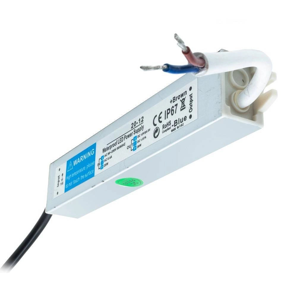 Trade Shop - Alimentatore Slim 20w Trasformatore Impermeabile Strisce Led Lampade Telecamere -