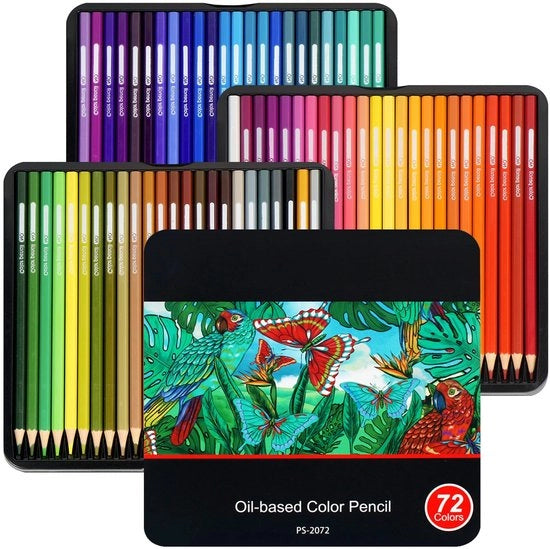 Set di Pastelli a Colori Professionale 72 Colori - Pastelli a Colori per Adulti - Pastello Soft - Cassetta Metallica - Schizzi/Disegni - Per Principianti - Pastelli a Colori per Disegno