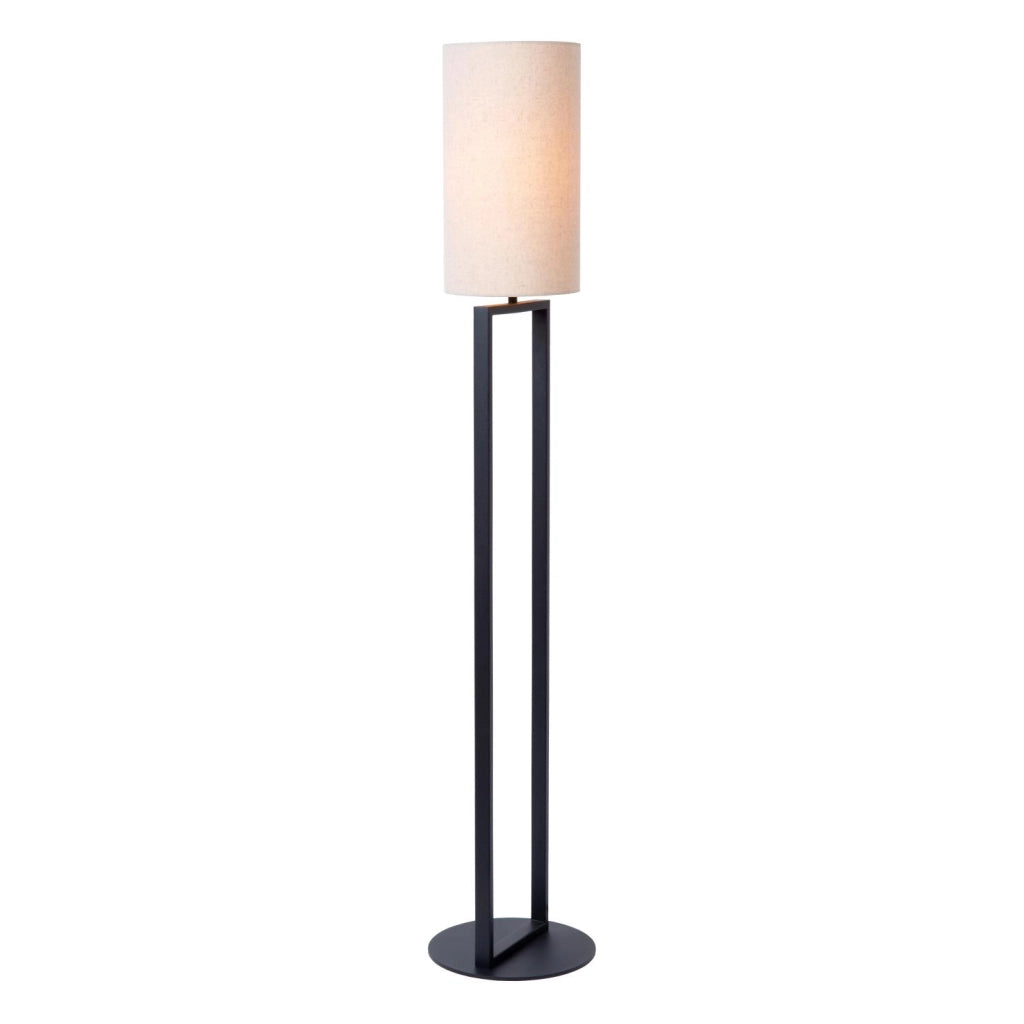 Lampada da terra HERMAN japandi beige nera E27 Lucide