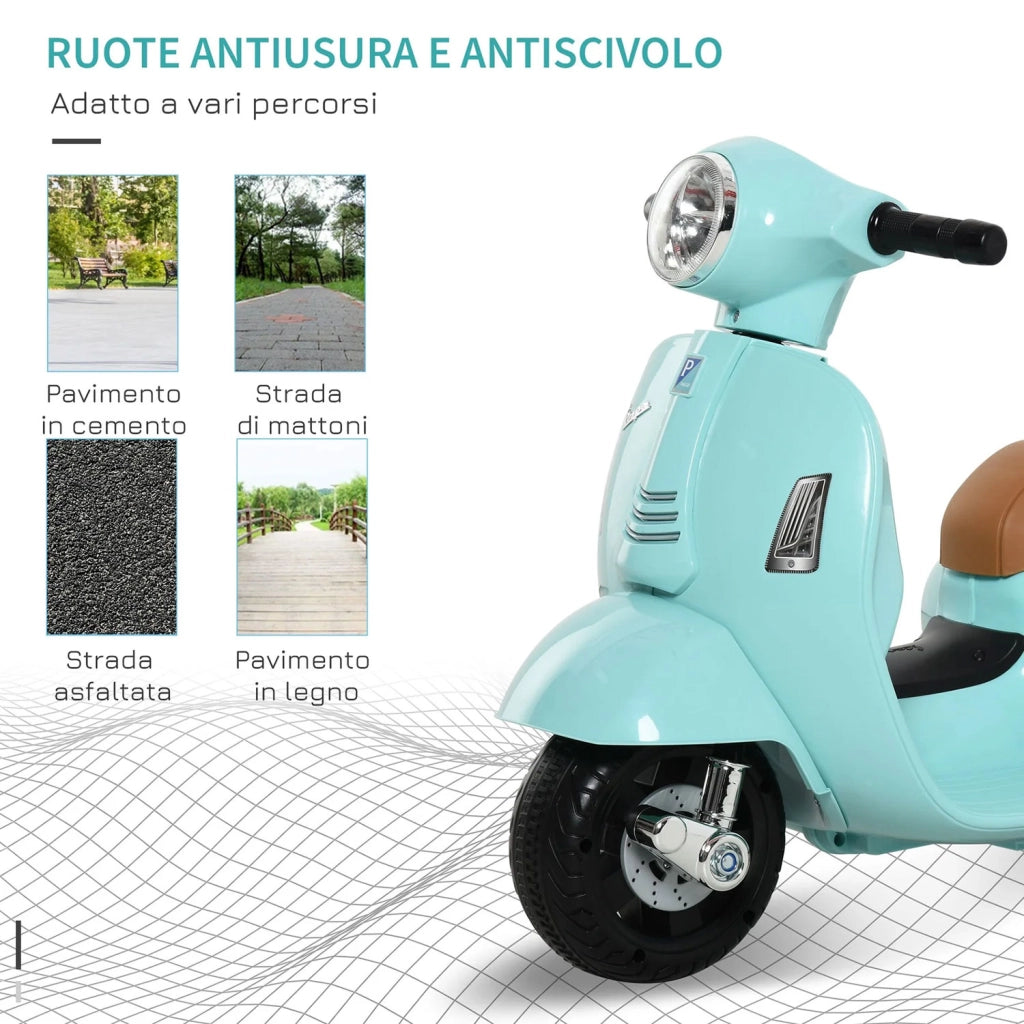 Scooter Elettrico per Bambini Licenza Ufficiale Piaggio Vespa Small 7,2V 2,5Ah Verde