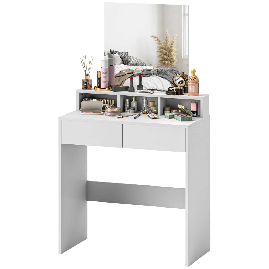 Scrivania da trucco con specchio e cassetti ¨C Minimal ¨C Bianco 75x38x135 cm