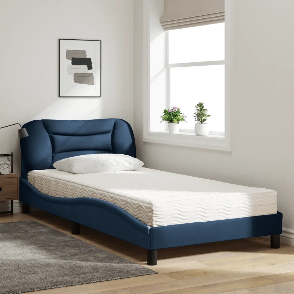 Letto con Materasso Hvar Blu 100x200 cm in Tessuto