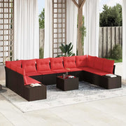 Set Divano da Giardino con cuscino 11 pcs Marrone polyrattan 3347254