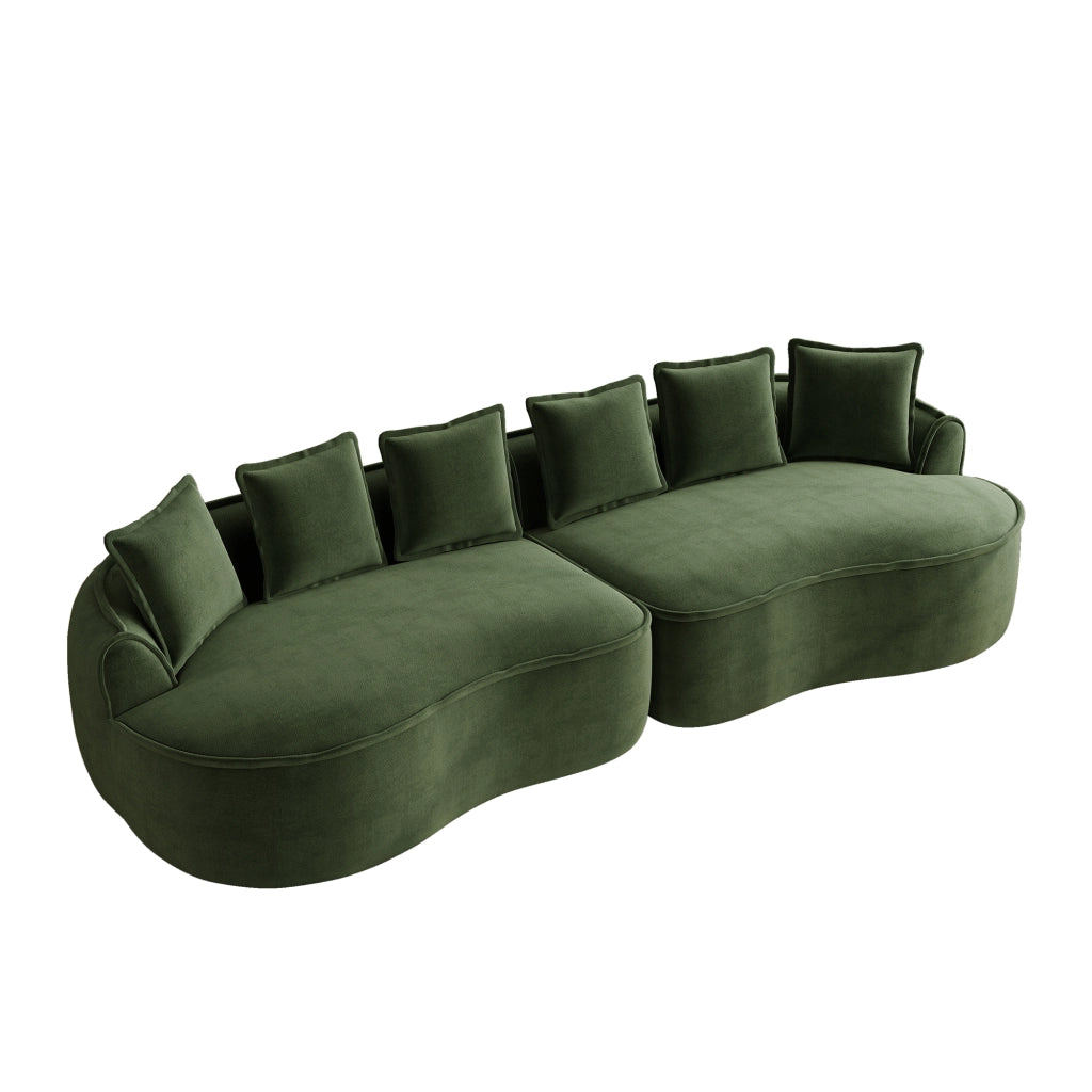 Divano 4 Posti in Tessuto Chenille con Cuscini ¨C MINIMAL ¨C Verde
