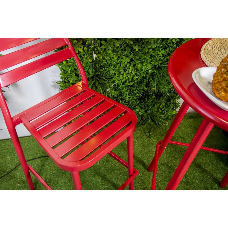 Sgabello bar alluminio las vegas rosso cm 42x55h77/109
