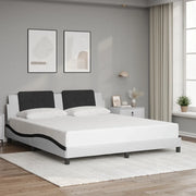 Giroletto senza Materasso-Struttura Letto Zadar Bianco e Nero 180x200 cm in Similpelle