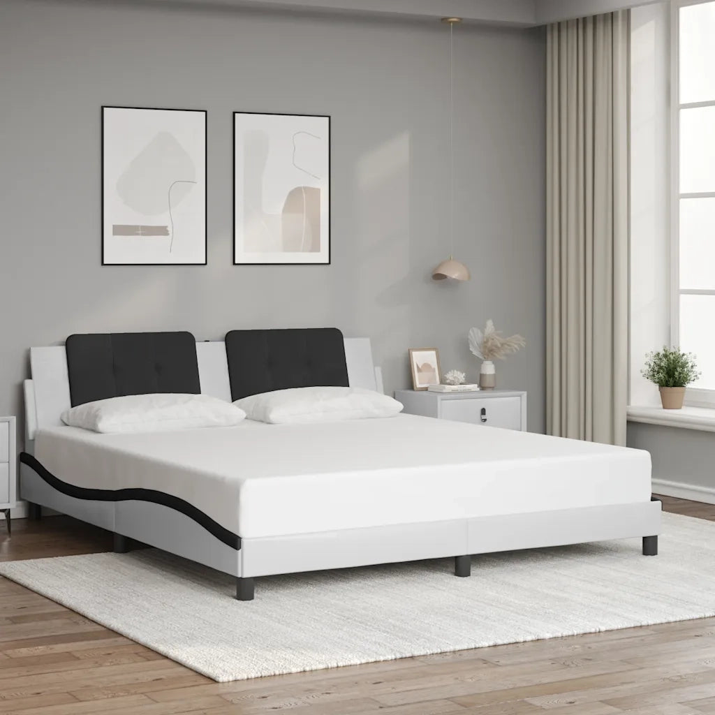 Giroletto senza Materasso-Struttura Letto Zadar Bianco e Nero 180x200 cm in Similpelle