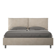 BS COM Letto matrimoniale senza rete imbottito 160x190 microfibra sabbia