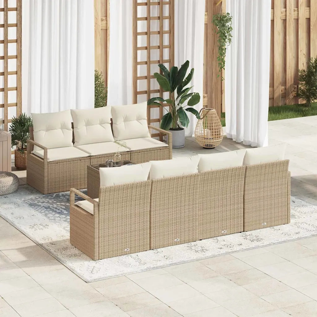 Set di divani 8 pcs Beige e Crema polyrattan