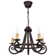 Lampadario Faust 5 luci E14 rame ruggine Luminex
