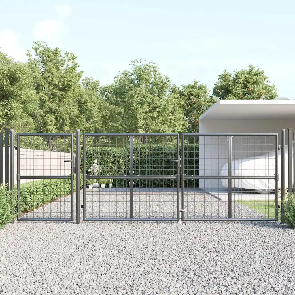 Cancello da Giardino in Rete Antracite 400x125 cm in Acciaio Zincato 154546