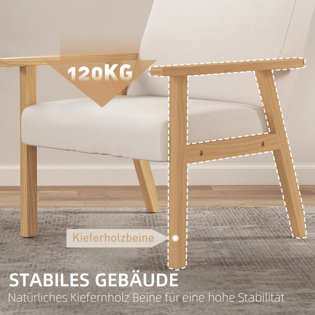 Poltrona in tessuto con braccioli ¨C Minimal ¨C crema 64x70x72
