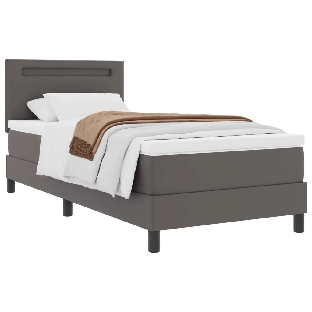 Letto a molle con materasso Grigio 90 x 200 cm Pelle sintetica 3339034