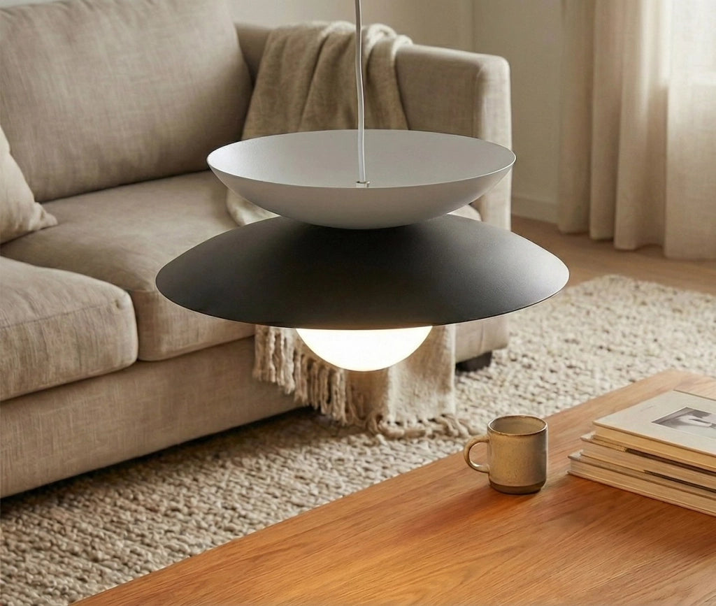 Lampada a sospensione Japandi NAGOYA nera bianca 1xG9 Emibig