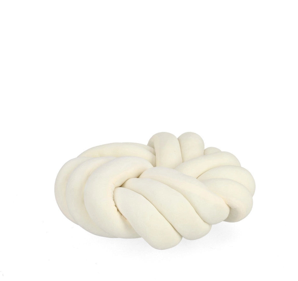 Set di 4 Cuscini Rotondi a Nodo in Velluto Avorio Ø38 cm - KRISH
