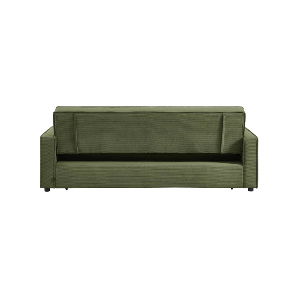 Divano letto in velluto a coste,  3 posti, verde kaki