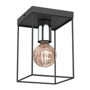 Plafoniera quadrata moderna nera cromo Homen E27 Luminex