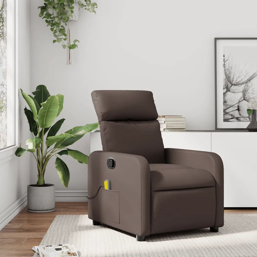 Poltrona Massaggiante | Sedia Relax Reclinabile marrone in Similpelle