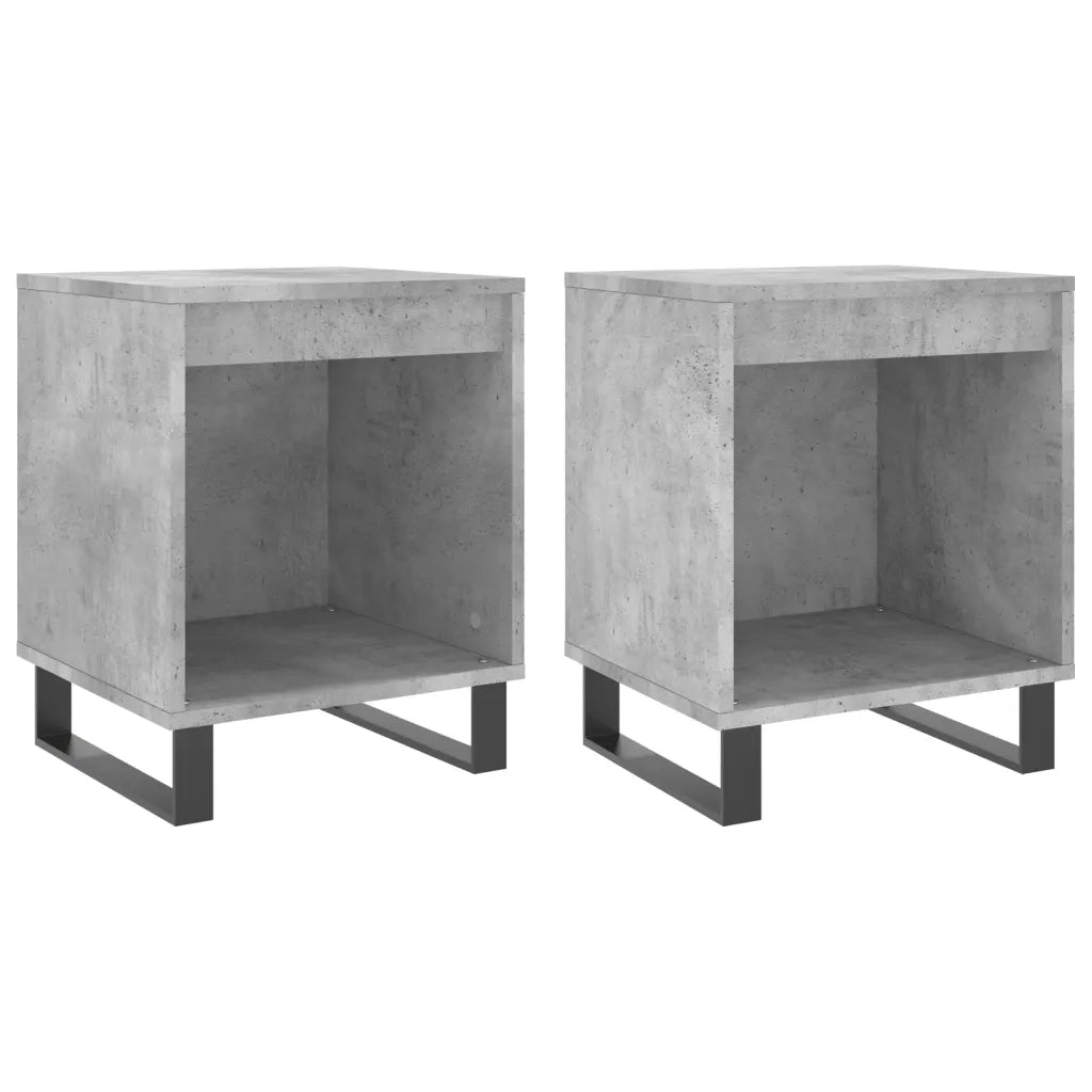 Comodini 2pz-Set di 2 Tavolino da notte Grigio Cemento 40x35x50 cm in Legno Multistrato 620477