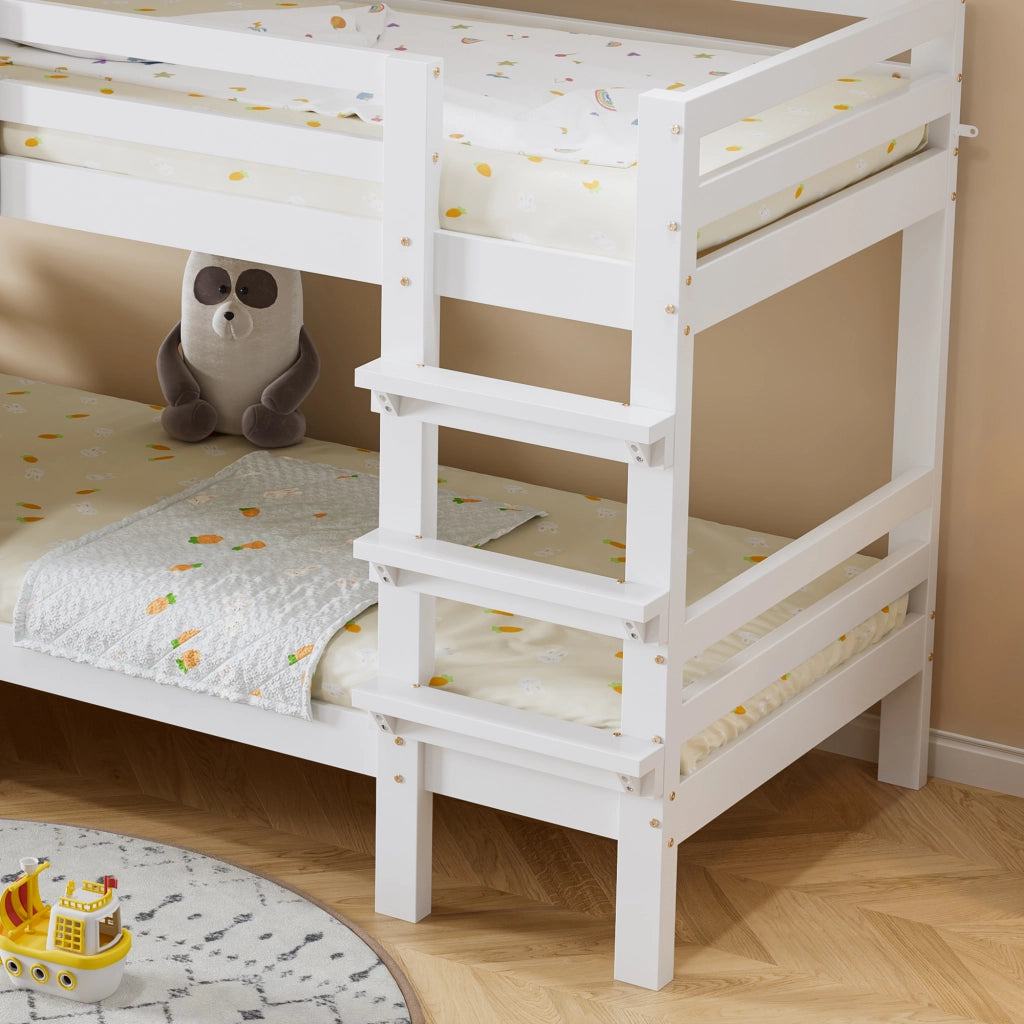 LETTO A CASTELLO per bambini 90x200 cm Bianco con finestre e tetto