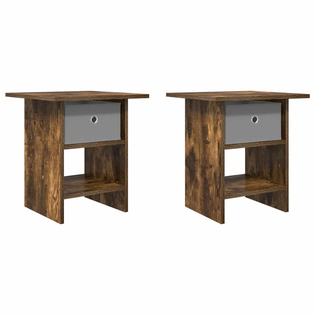 Set di 2 Comodini | Armadio da Notte | Mobiletto da notte Rovere fum¨¦ 41 x 40 x 45 cm Legno multistrato