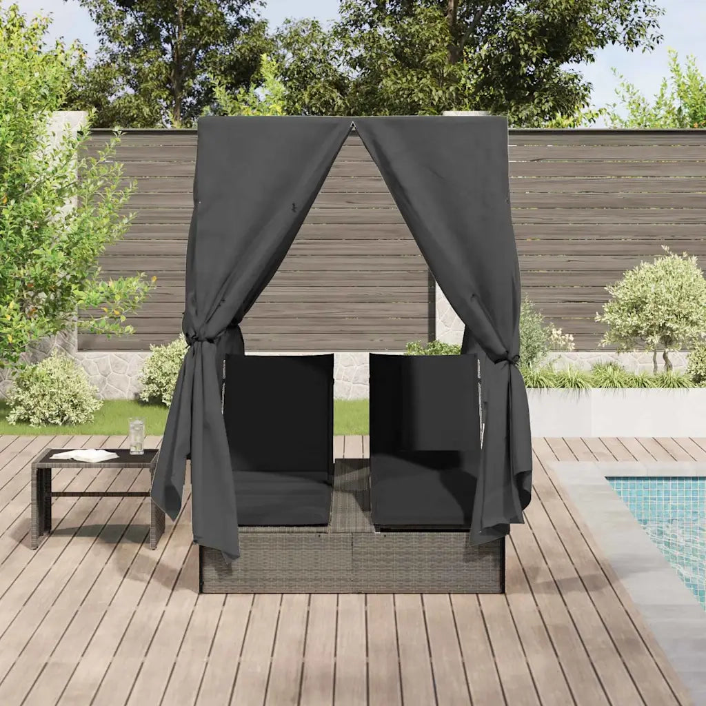 Lettino da sole doppio Grigio 205 x 129 x 200 cm polyrattan