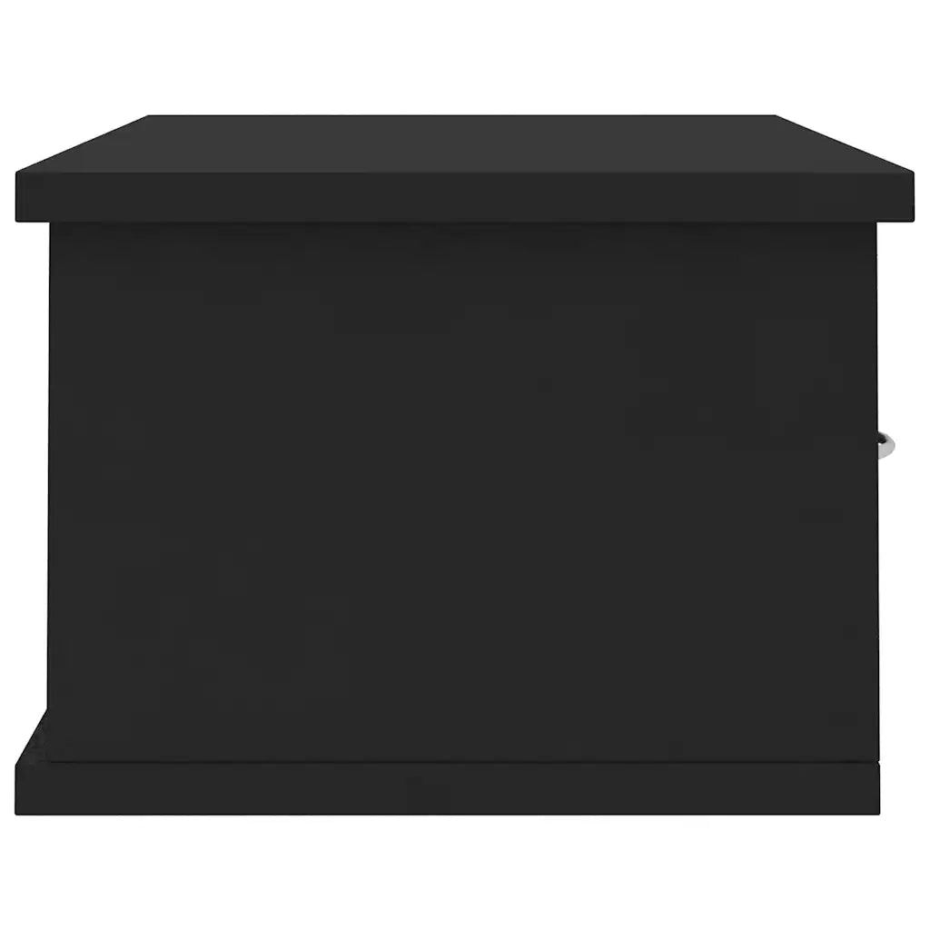 Scaffale con Cassetti a Parete | Mensola sospesa Nero 60x26x18,5 cm Multistrato