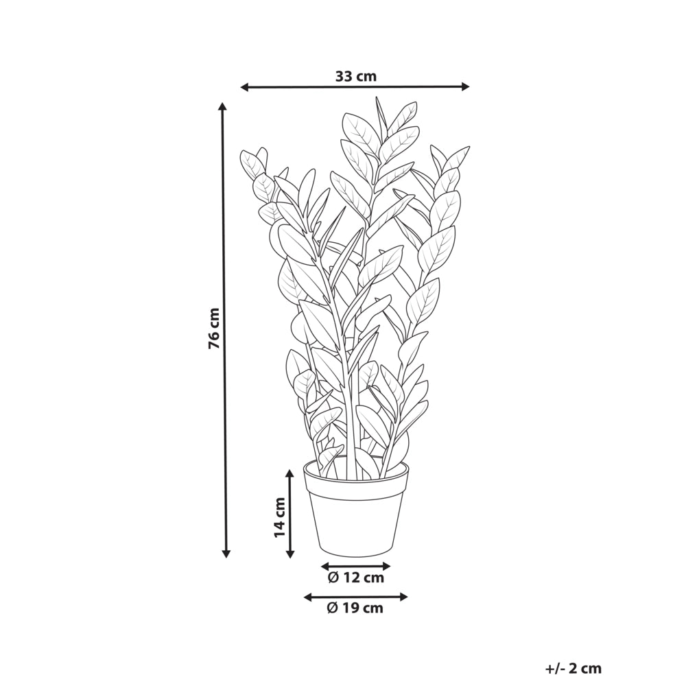 Pianta artificiale in vaso Zamiifolia Materiale sintetico verde e nero 76 cm Accessorio decorativo per interni