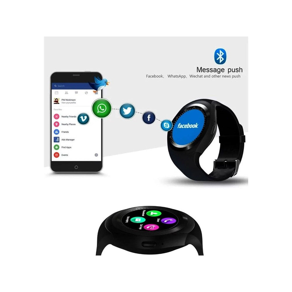 Trade Shop - Smart Watch Y1 1,2 Pollici Bluetooth Android Ios Con Slot Sim Card E Micro Sd -