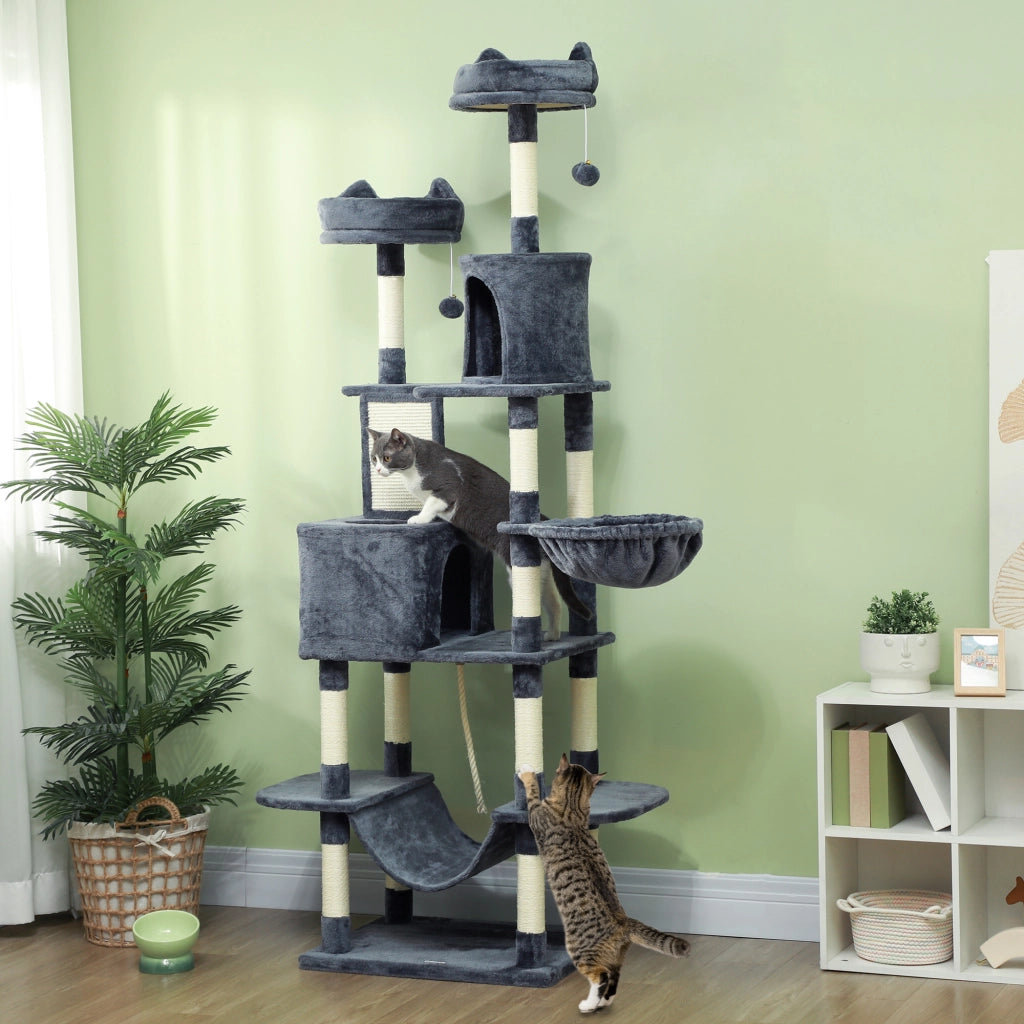 Tiragraffi per Gatti con Piattaforma ¨C Minimal ¨C Grigio Scuro 206 cm