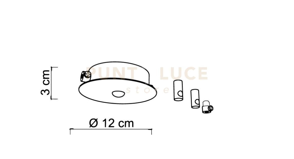 BASE-2R B Base a raggio d.12cm max 3 punti luce bianco opaco