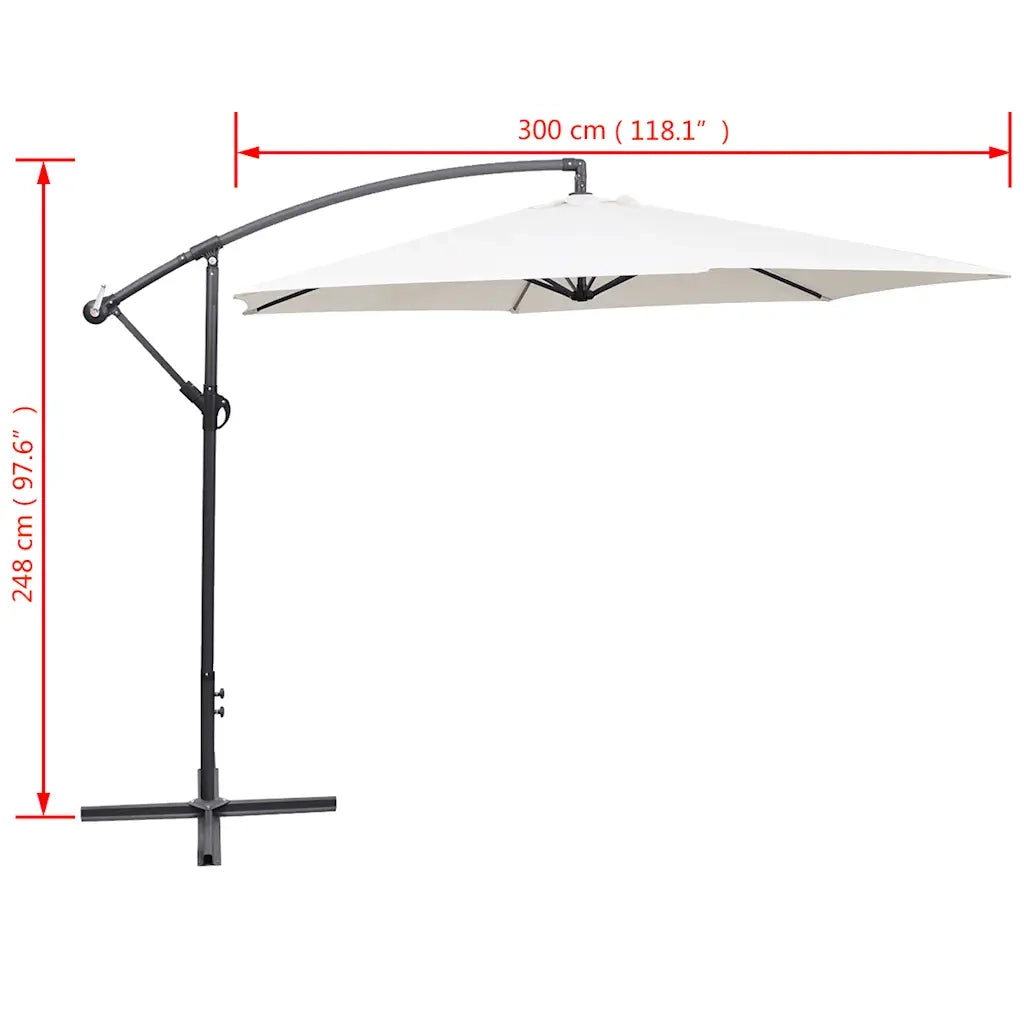 Ombrello | Parasolne a Sbalzo da Giardino 3 m Bianco Sabbia