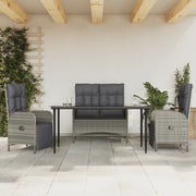 Set da Pranzo da Giardino 4 pz con Cuscini in Polyrattan Grigio
