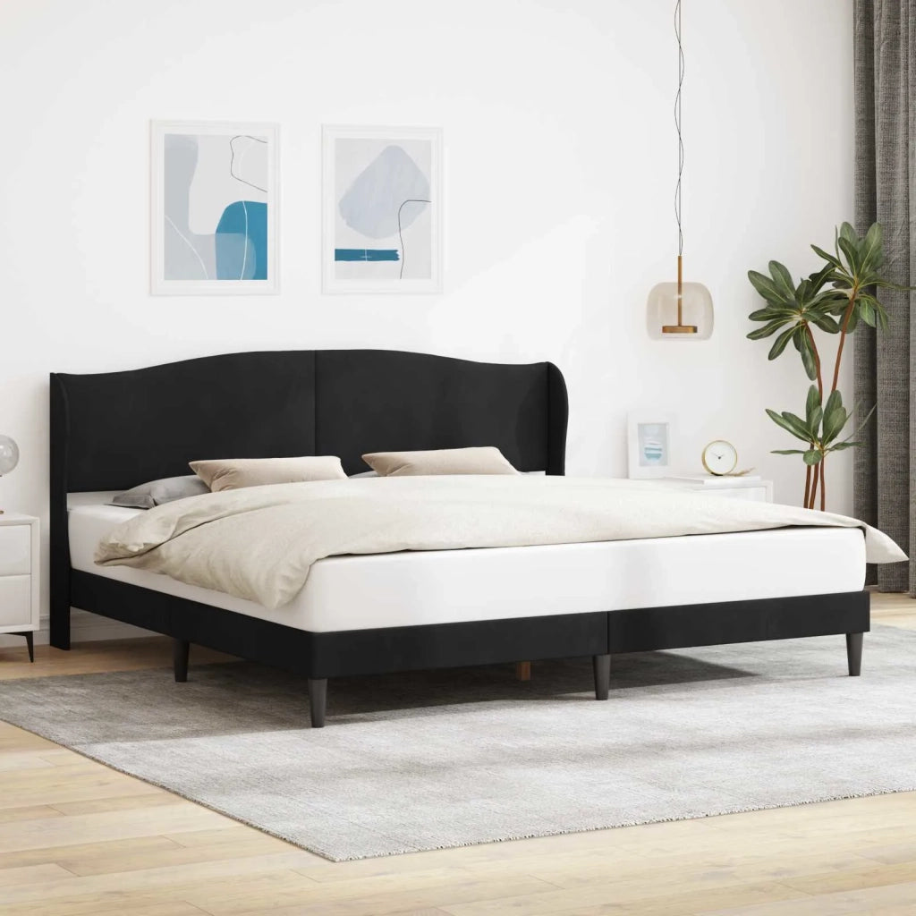 Struttura del letto con testiera-Giroletto Nero 200 x 200 cm Velluto 467329