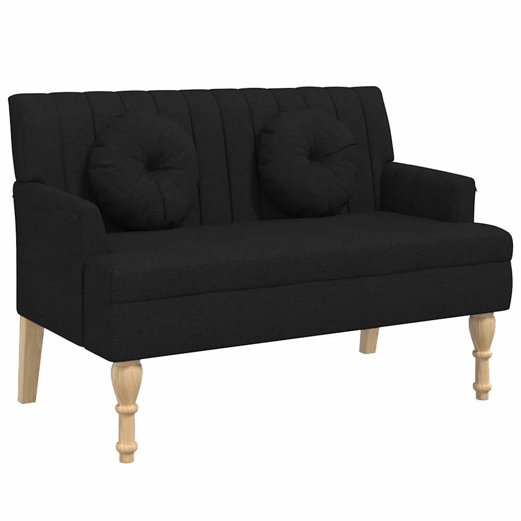 Panca con Cuscini-Sgabello-Divano Nera 113x64,5x75,5 cm in Tessuto