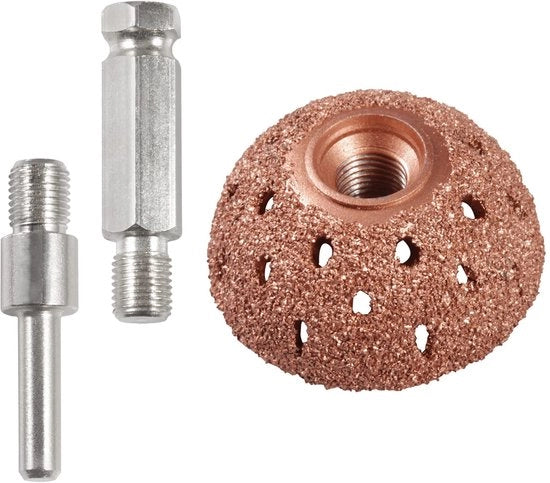 Polissoio per pneumatici 42 mm con testa di abrasione in acciaio inossidabile e 2 adattatori per manubri per la riparazione di pneumatici, accessori per macchina da smerigliare per uso elettrico