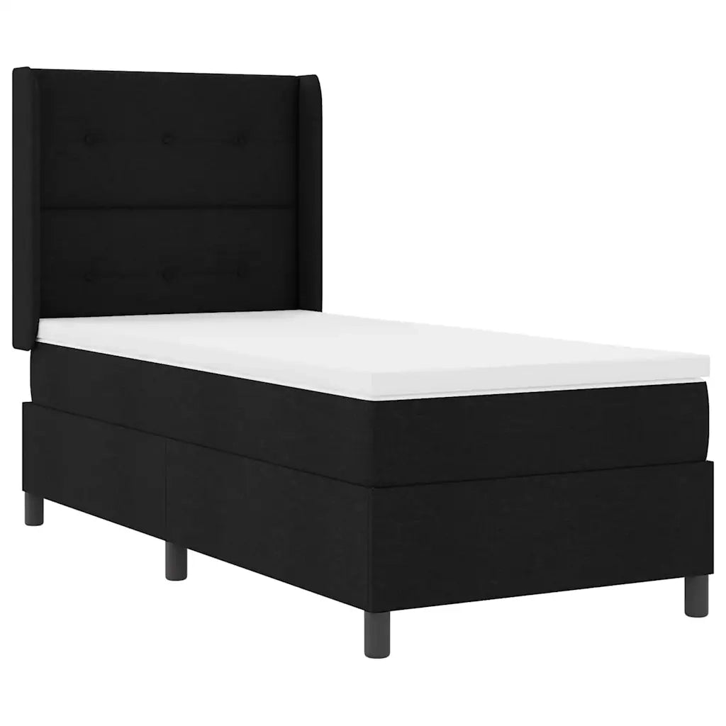 Letto a molle con materasso Nero 80 x 200 cm Tessuto
