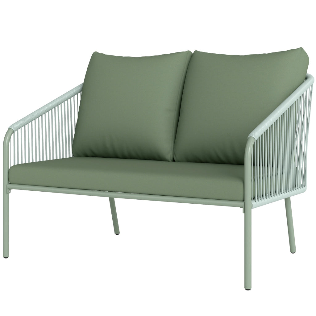 Divano da giardino 2 posti ¨C Minimal ¨C polyrattan, cuscini, verde, 112x72x76cm