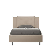 BS COM Letto una piazza e mezza con rete imbottito 120x200 similpelle tortora