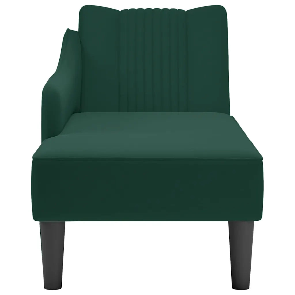 Sdraio con Bracciolo Destro in Velluto Verde Scuro 4009794