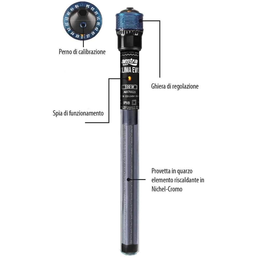 Amtra Klima Evo 50w - riscaldatore automatico per acquari