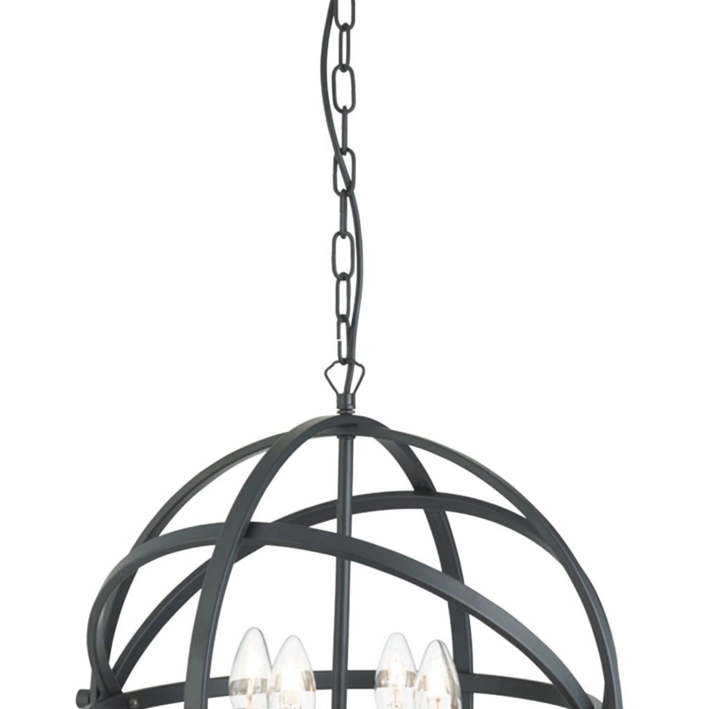 Lampadario Industrial-Nordico Orbita Acciaio Nero 4 Luci E14