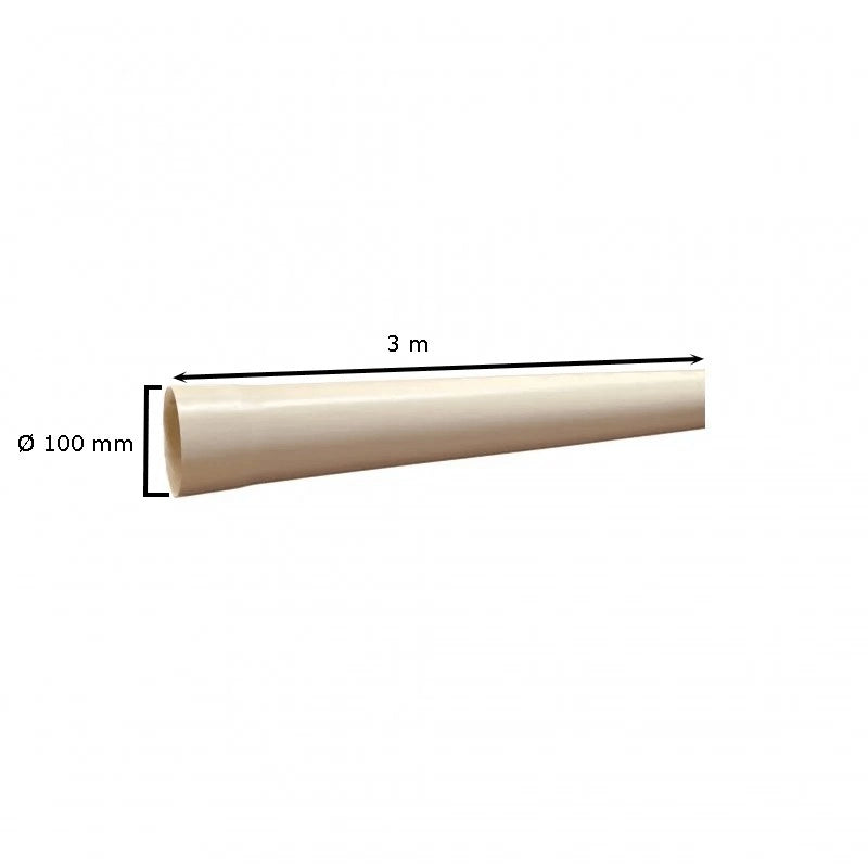 Tubo in PVC avorio : Diametro - 100, Metri Lineari - 3 metri