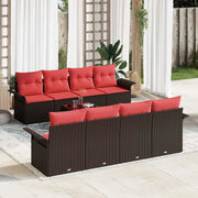 Set Divano da Giardino 9 pcs Beige e Rosso polyrattan 3353963